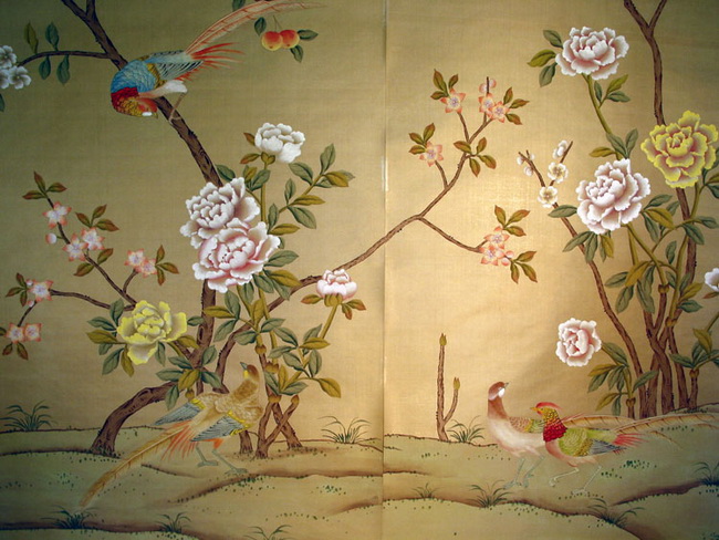 papier peint de style chinois,fleur,plante,fond d'écran,nature morte,art floral