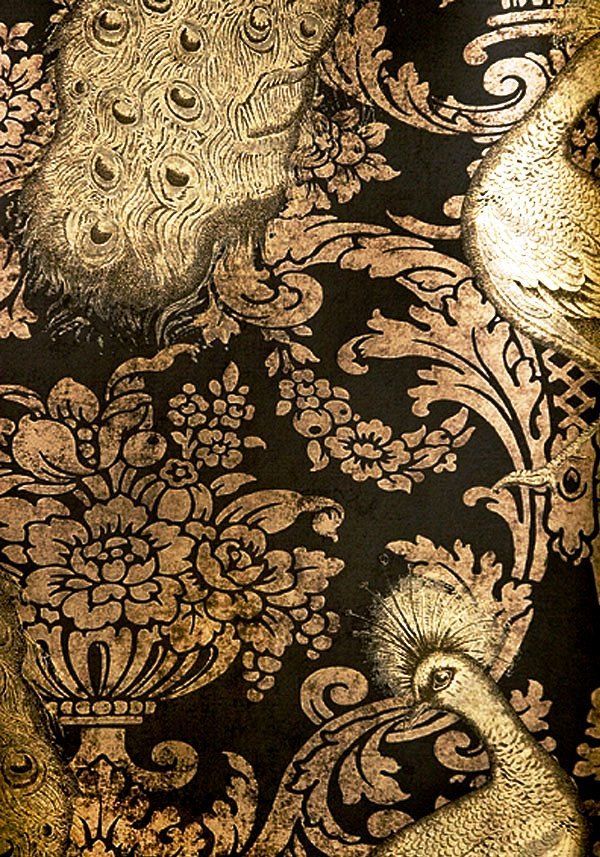 gold chinoiserie wallpaper,pattern,design,visual arts,art,textile
