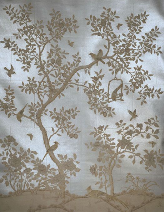 gold chinoiserie tapete,baum,textil ,muster,pflanze,hintergrund
