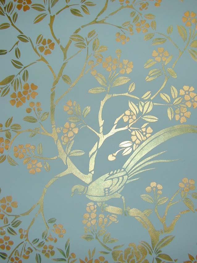 gold chinoiserie wallpaper,wallpaper,pattern,botany,leaf,pedicel