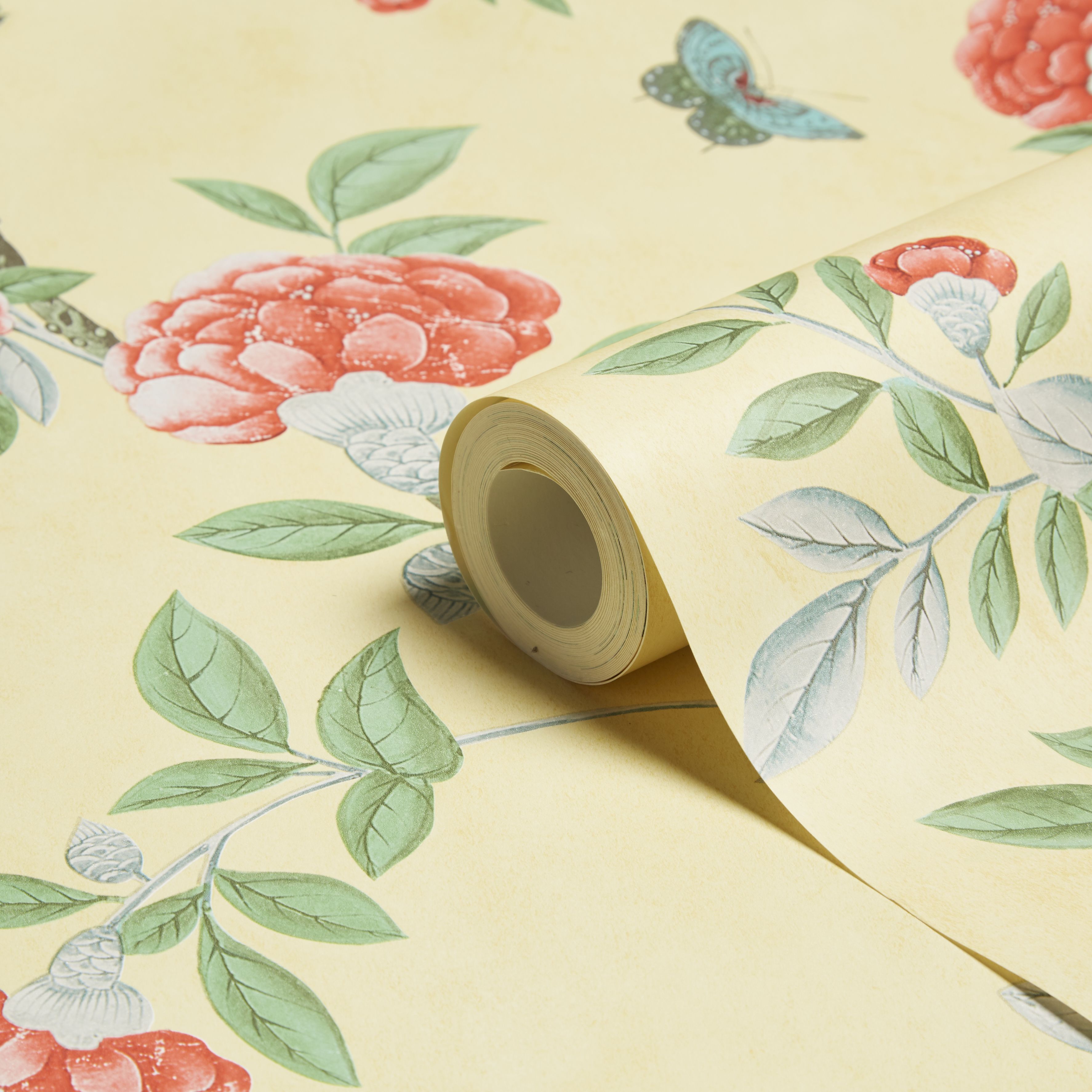 yellow chinoiserie wallpaper,leaf,wallpaper,botany,plant,paper (484296