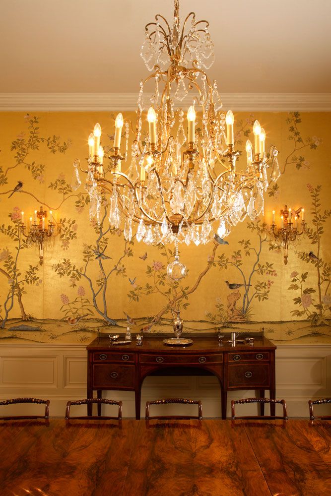 gold silk wallpaper,chandelier,light fixture,lighting,ceiling,room