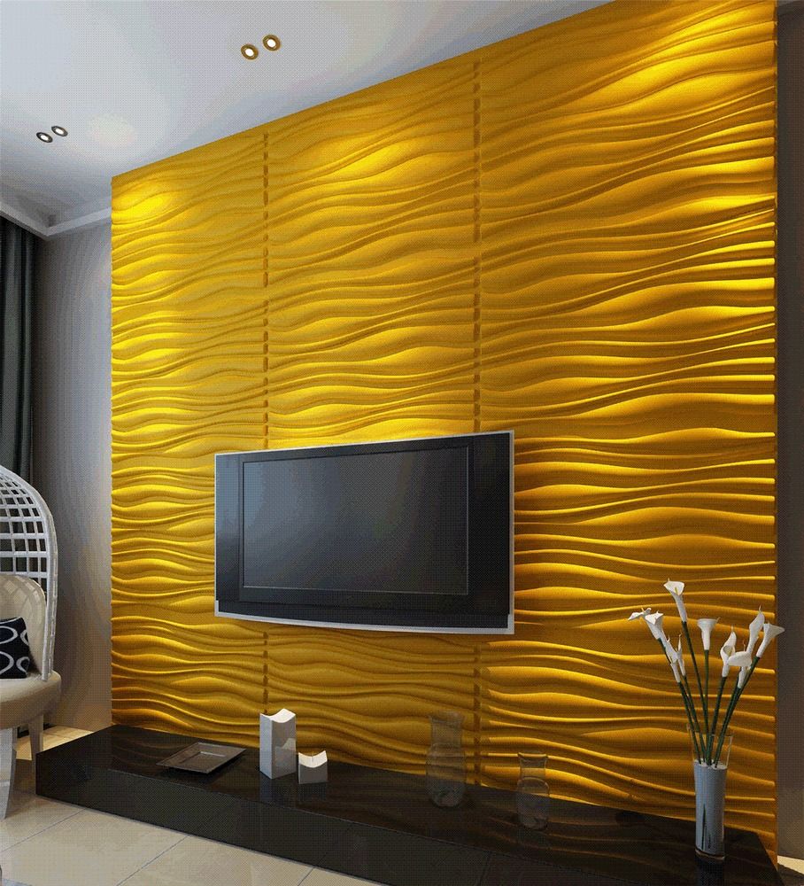 paneles de papel tapiz 3d,diseño de interiores,sala,habitación,pared,amarillo
