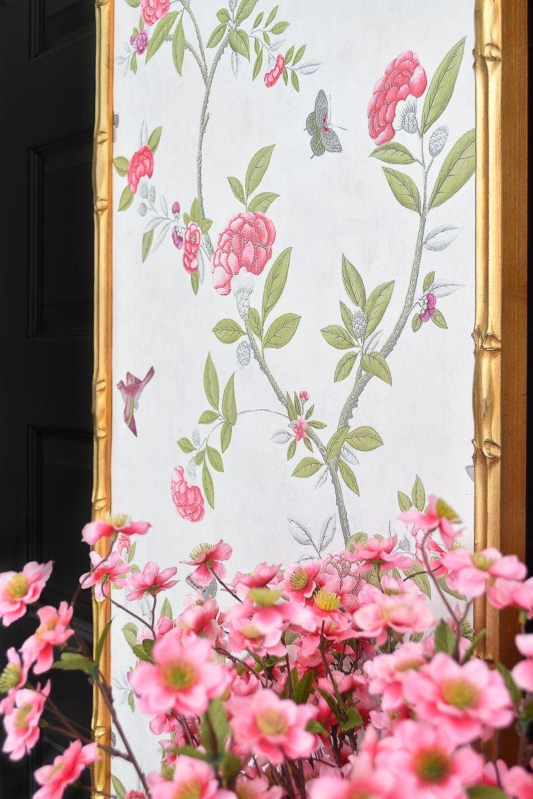 chinoiserie 배경 패널,분홍,식물,꽃,꽃 무늬 디자인,직물