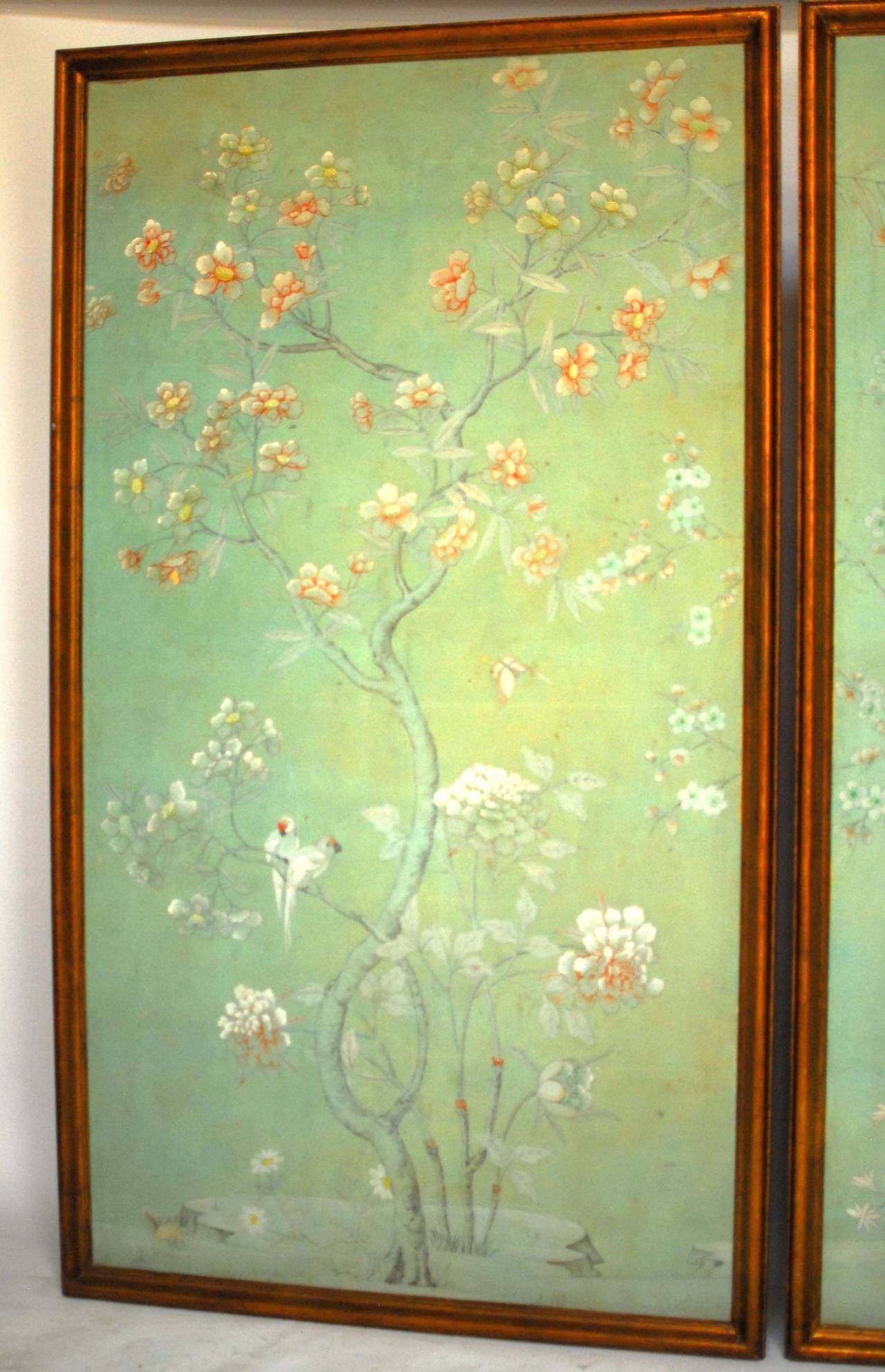 chinoiserie wallpaper panels,painting,modern art,botany,visual arts,picture frame