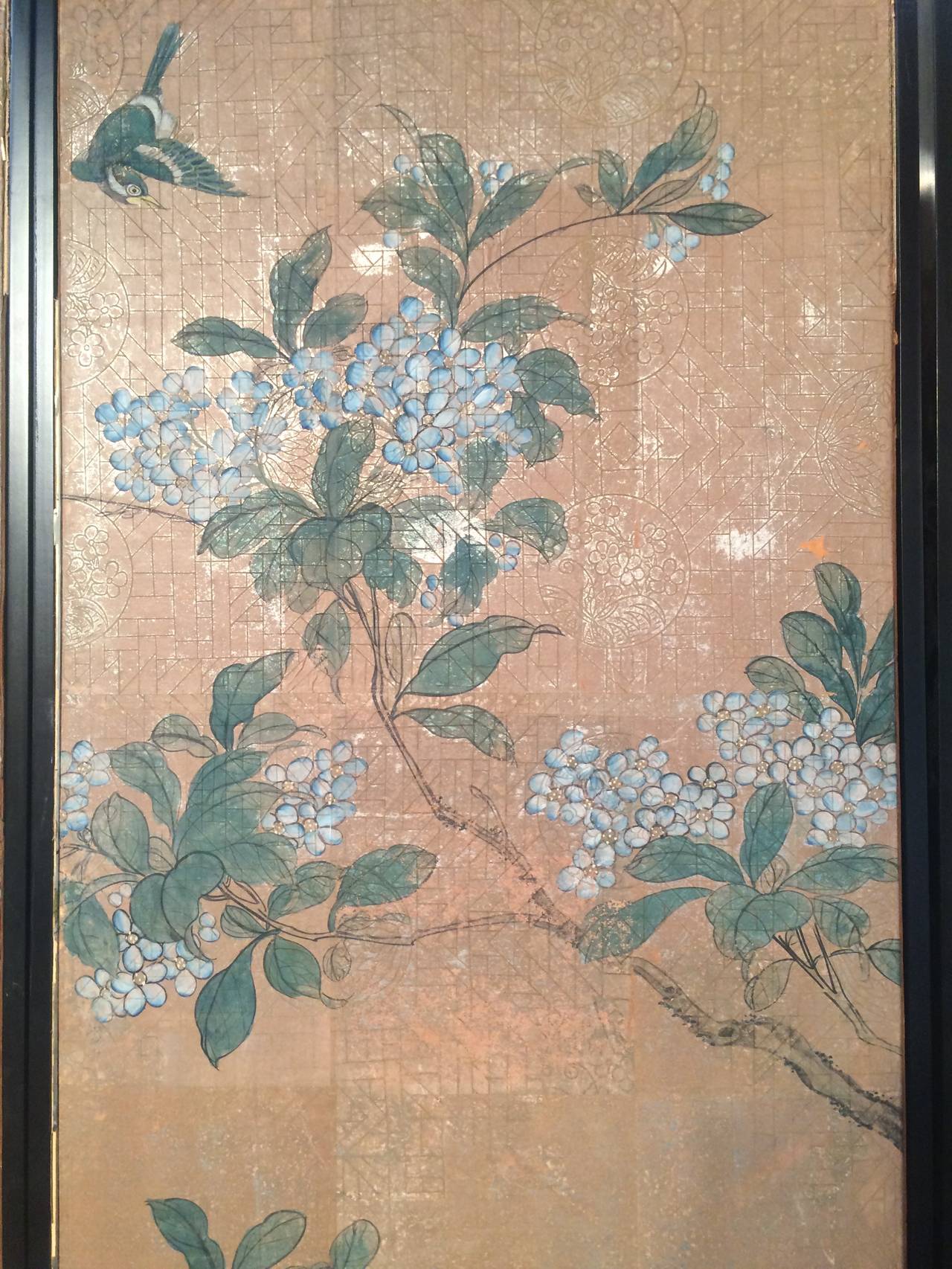 chinoiserie wallpaper panels,flower,plant,botany,pattern,leaf