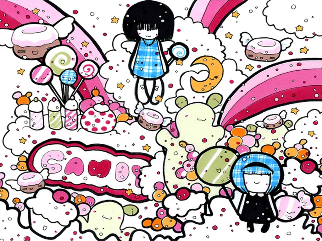 cute candy wallpaper,cartoon,clip art,line,graphics,illustration