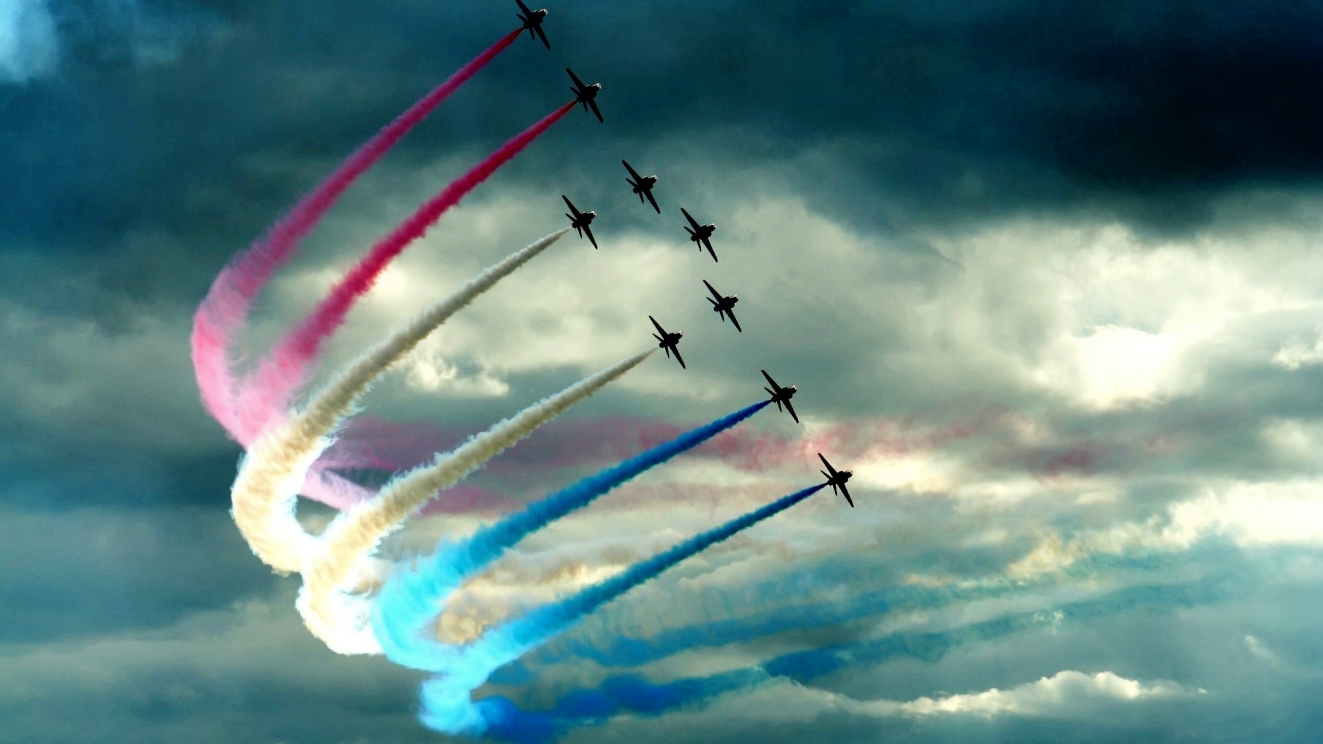 空軍の壁紙のhd,青い,航空ショー,空,曲芸飛行,雲