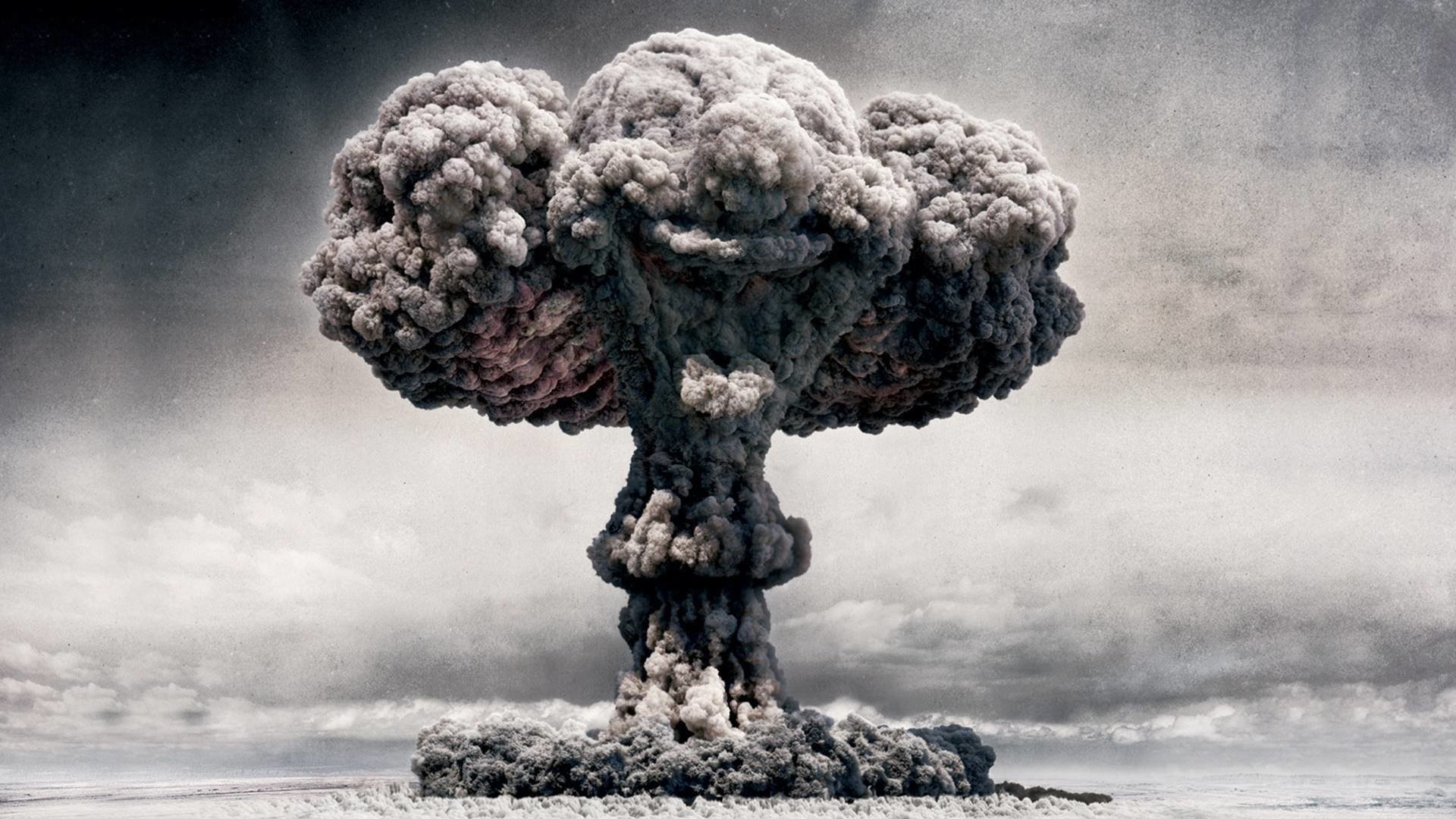 atomic bomb wallpaper,explosion,sky,organism,cloud,rock