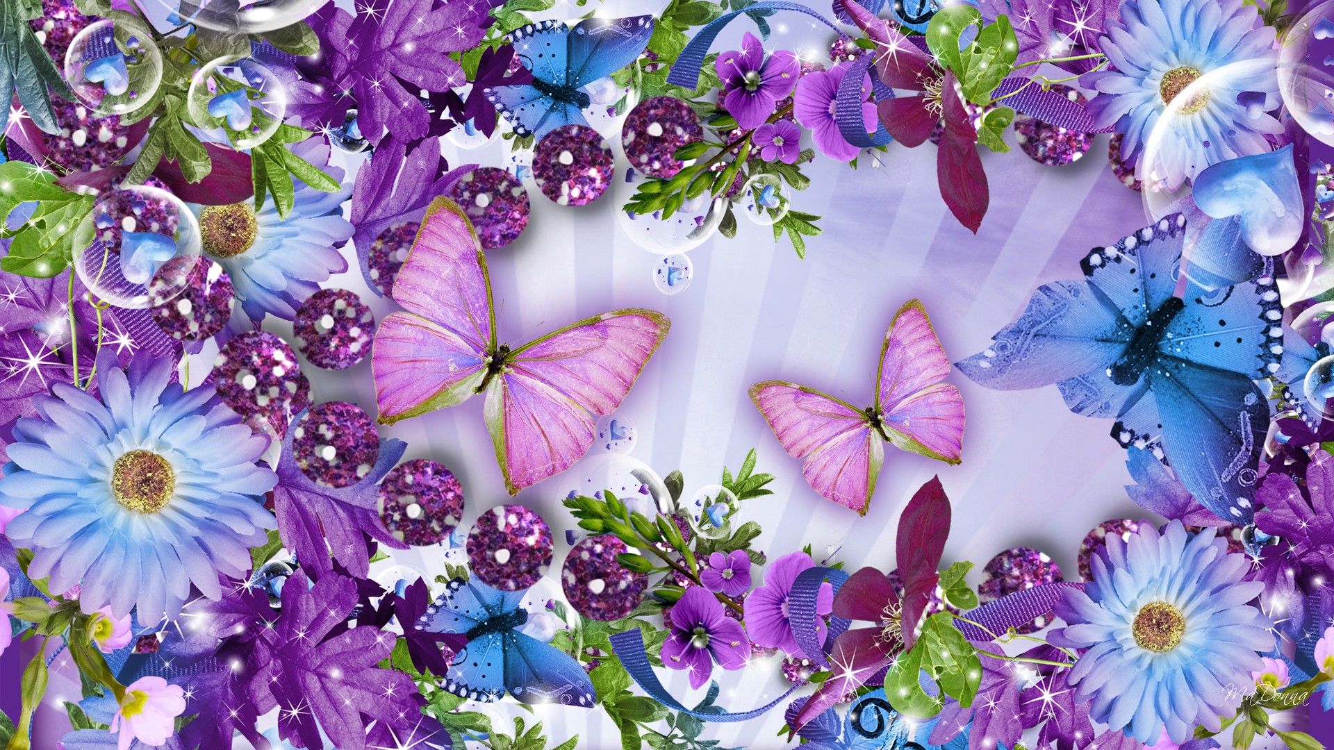 papier peint fleurs et papillons,violet,lavande,lilas,papillon,violet