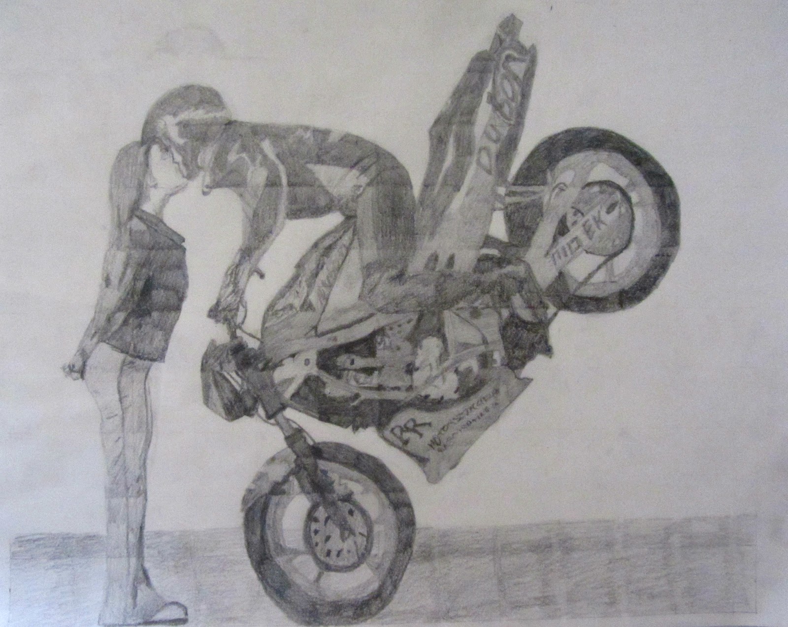 3d 드로잉 벽지,그림,오토바이,자동차,스케치,차량