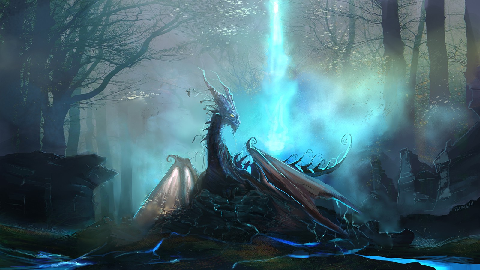 digital art wallpaper,cg artwork,forest,illustration,darkness,fictional character