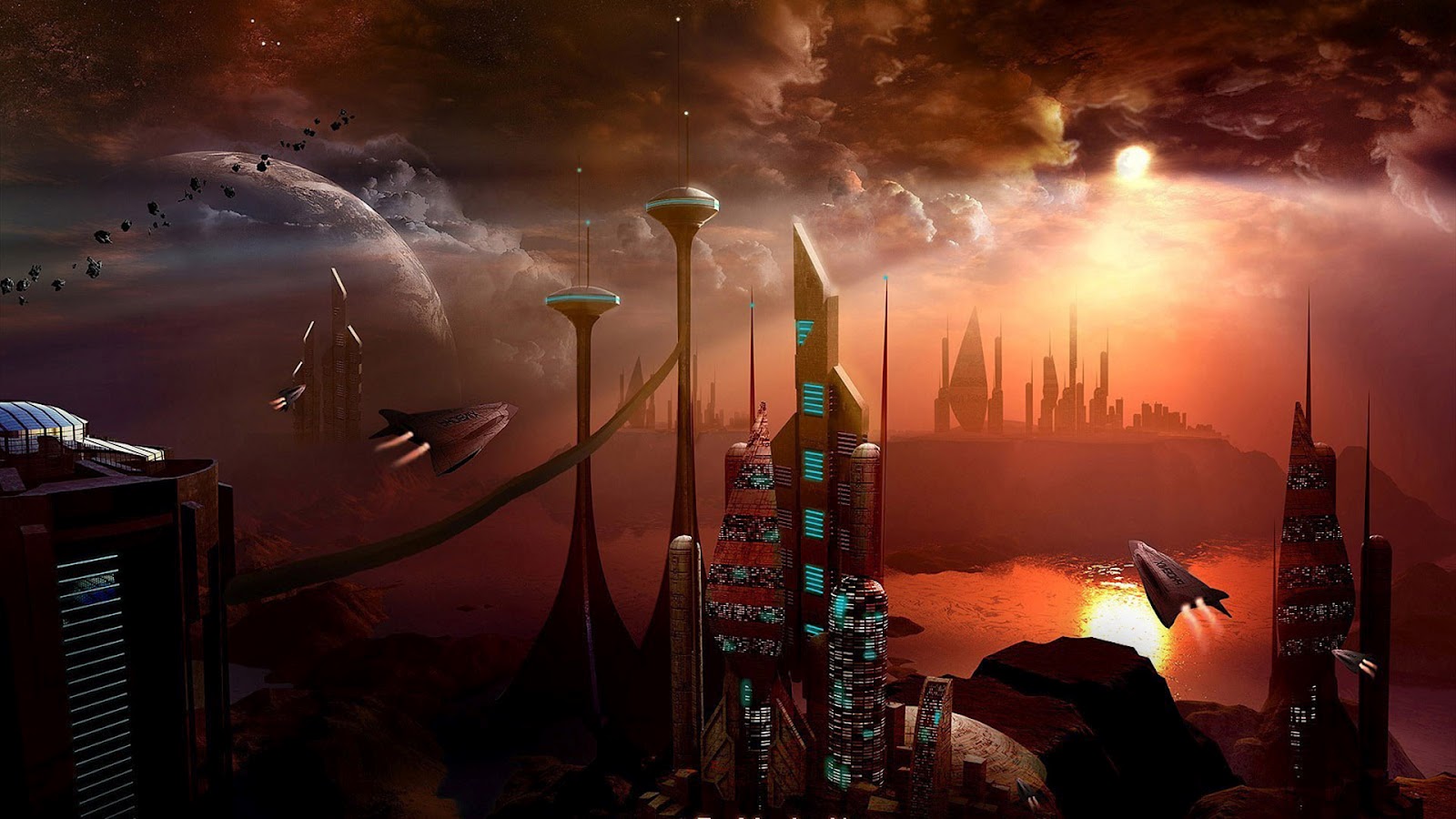 digital art wallpaper,pc game,city,space,strategy video game,atmosphere