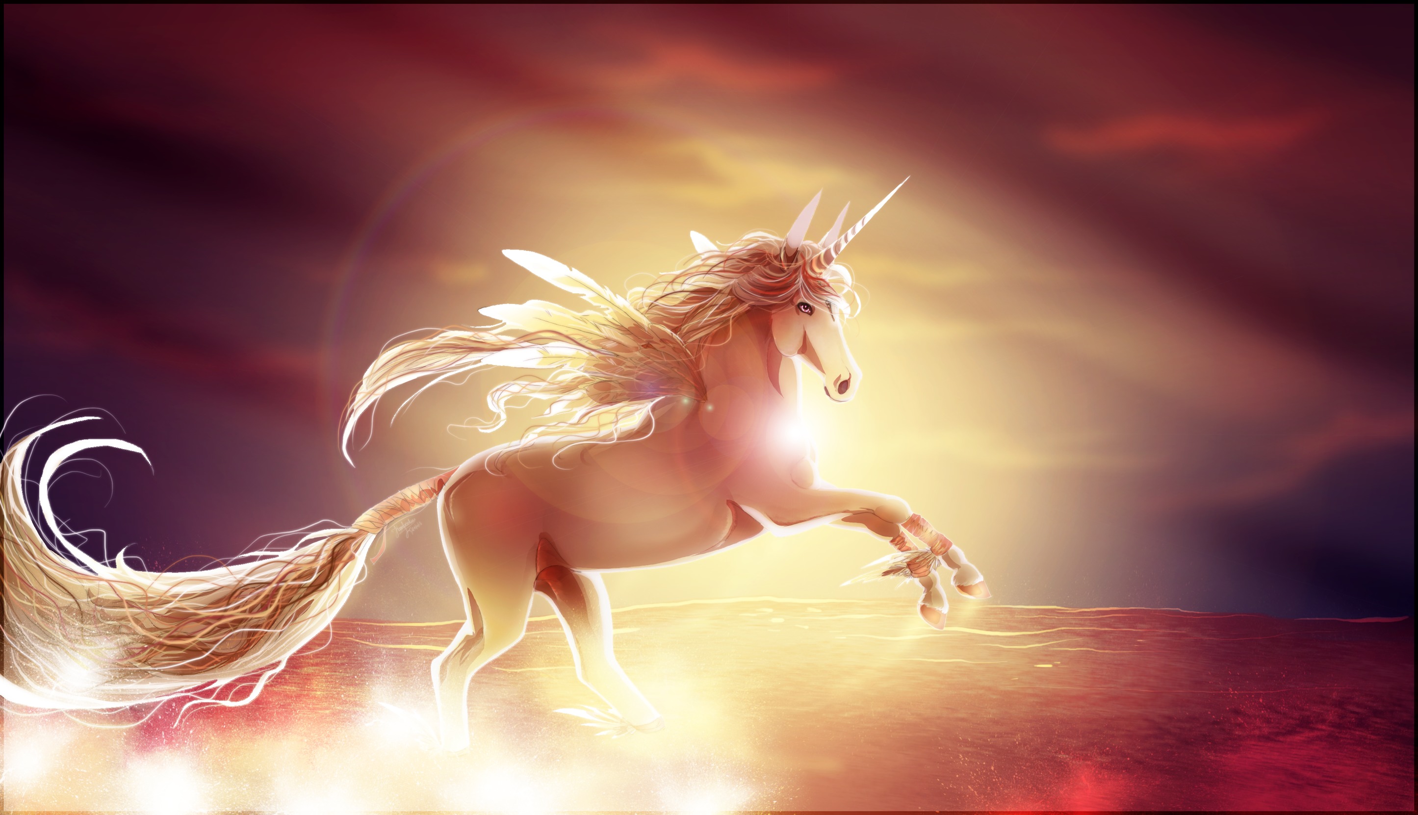 fondos de pantalla de unicornio gratis,personaje de ficción,cg artwork,criatura mítica,unicornio,cielo