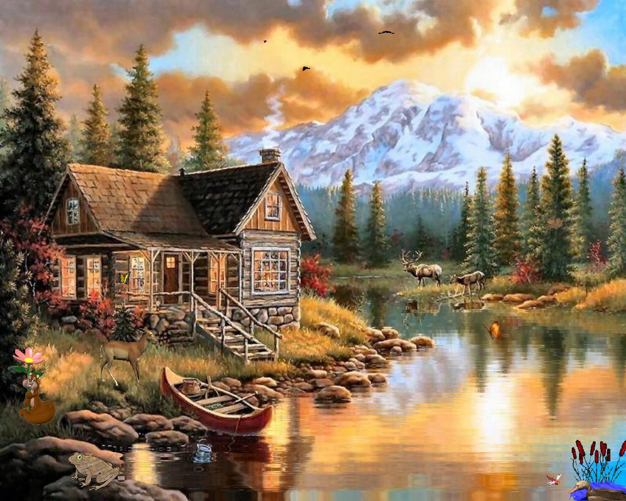 fondos de escritorio gratis,paisaje natural,naturaleza,reflexión,pintura,casa