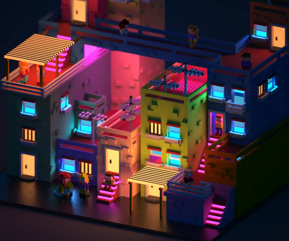 fond d'écran pixel 3d,lumière,éclairage,violet,maison,architecture