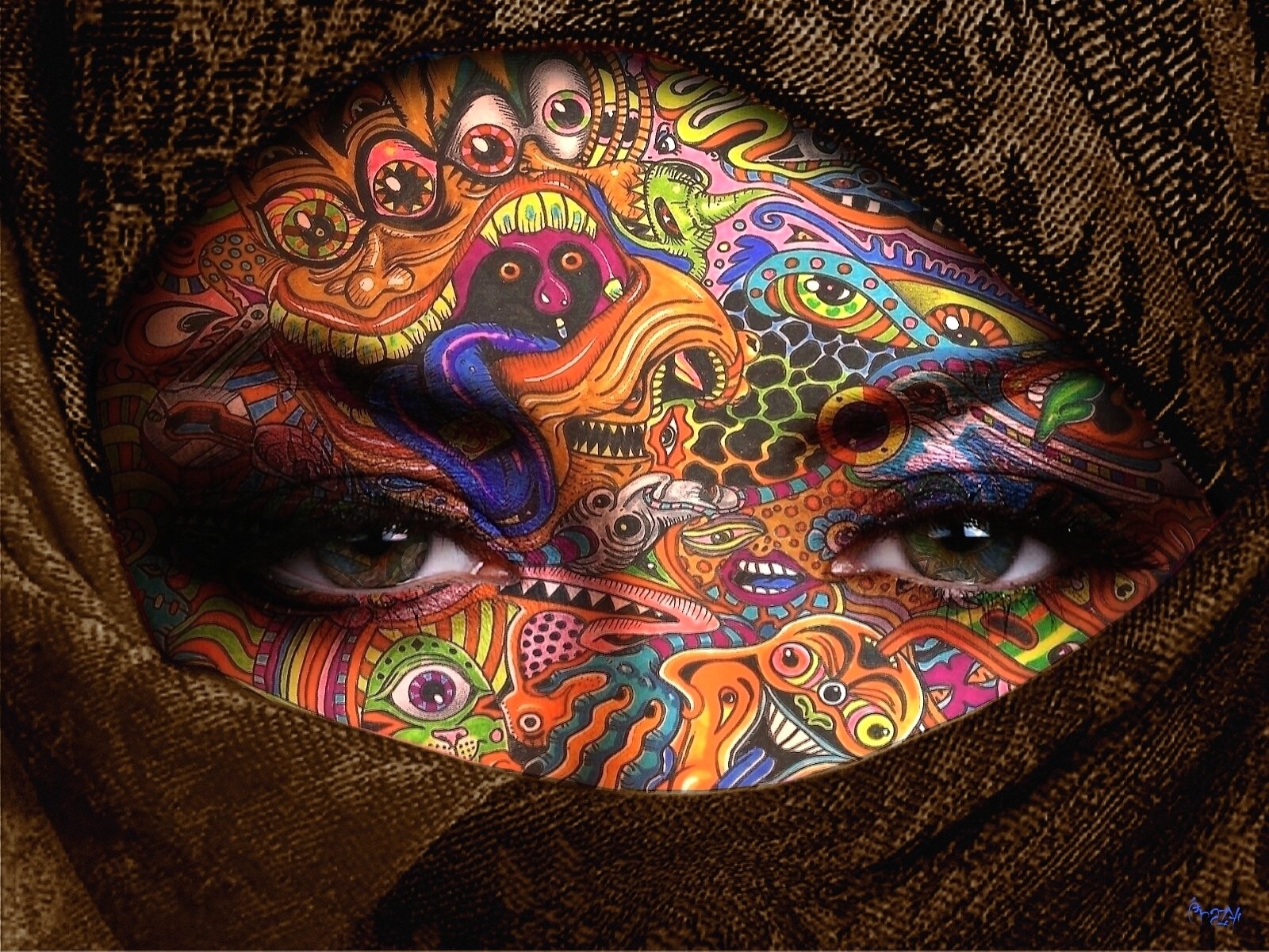 eye friendly wallpaper,face,eye,head,art,psychedelic art