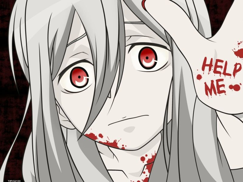 bloody eyes wallpaper,face,white,hair,cartoon,anime