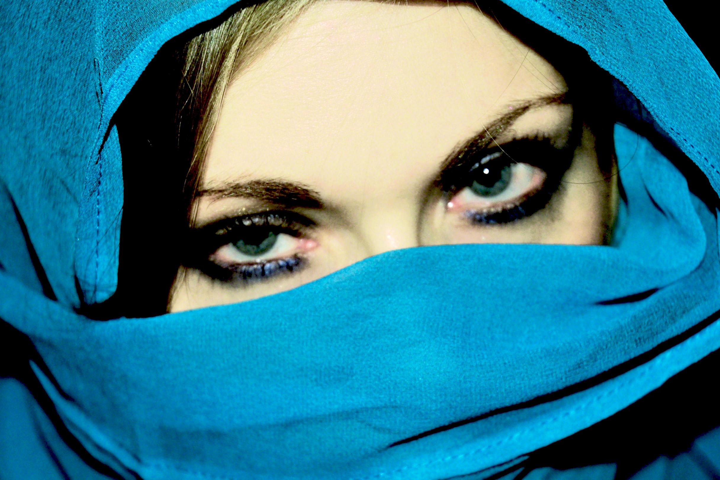niqab目の壁紙,面,青い,眉,眼,頭