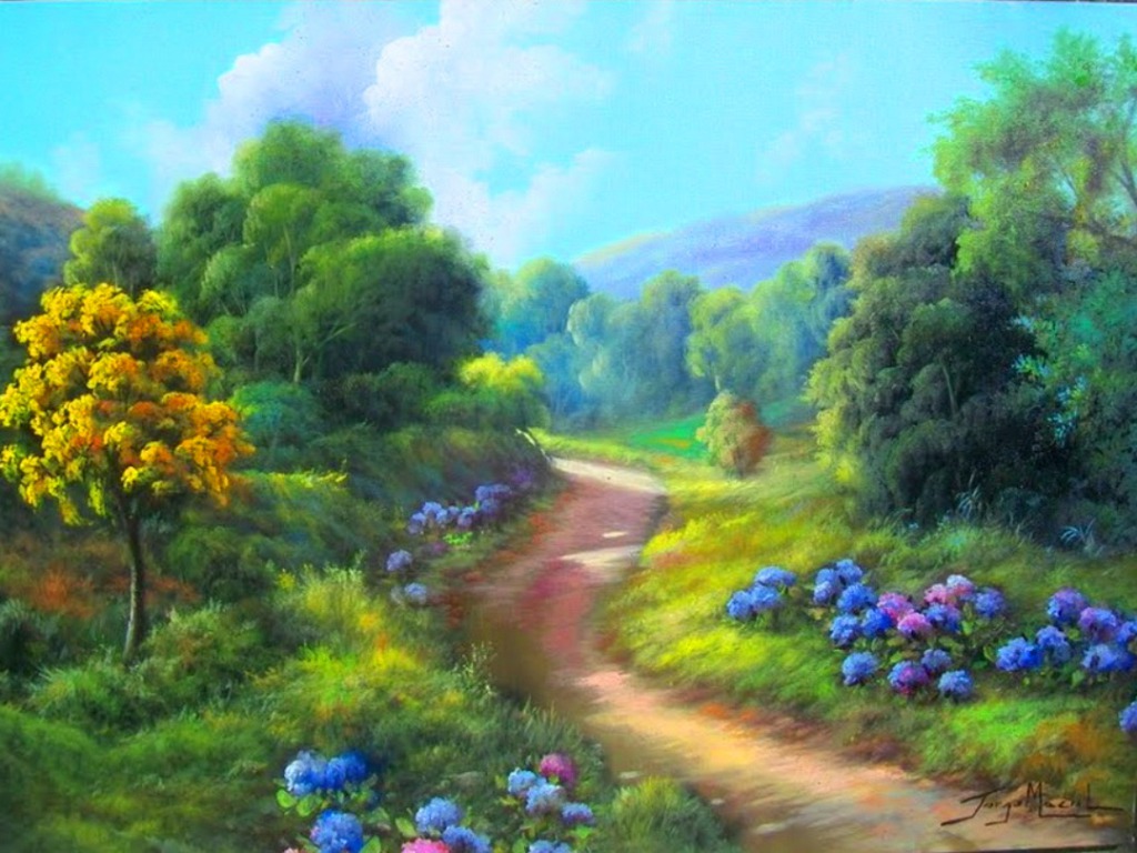 sfondi rilassanti per gli occhi,paesaggio naturale,natura,pittura,prato,fiore