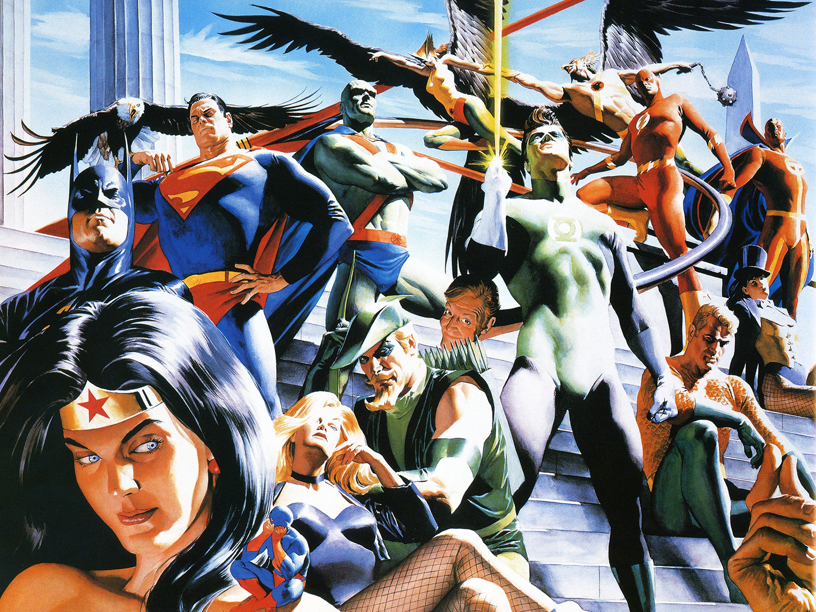 alex ross wallpaper,animated cartoon,anime,cg artwork,fiction,fictional character