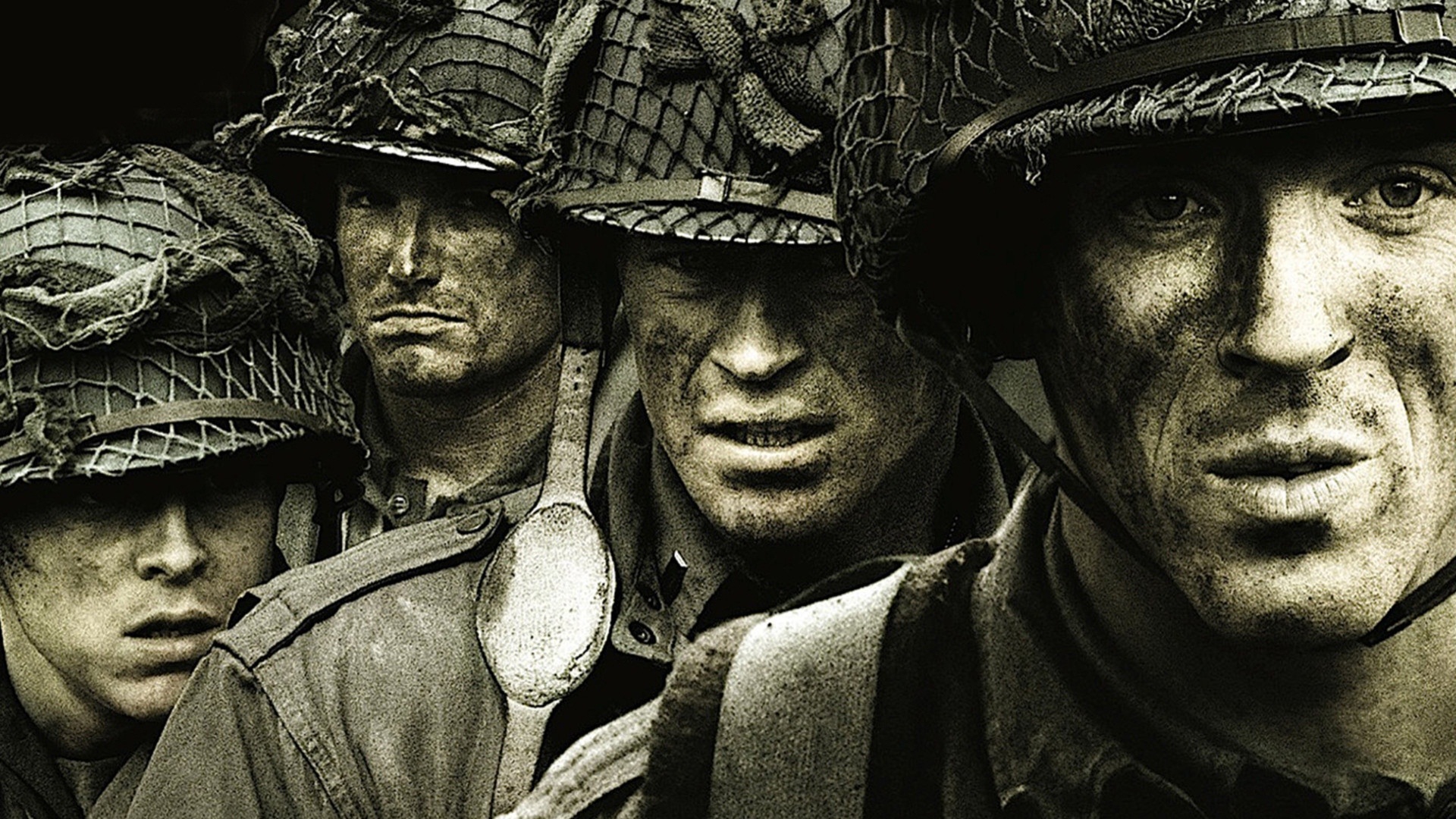 band of brothers wallpaper,people,human,adaptation,black and white,soldier