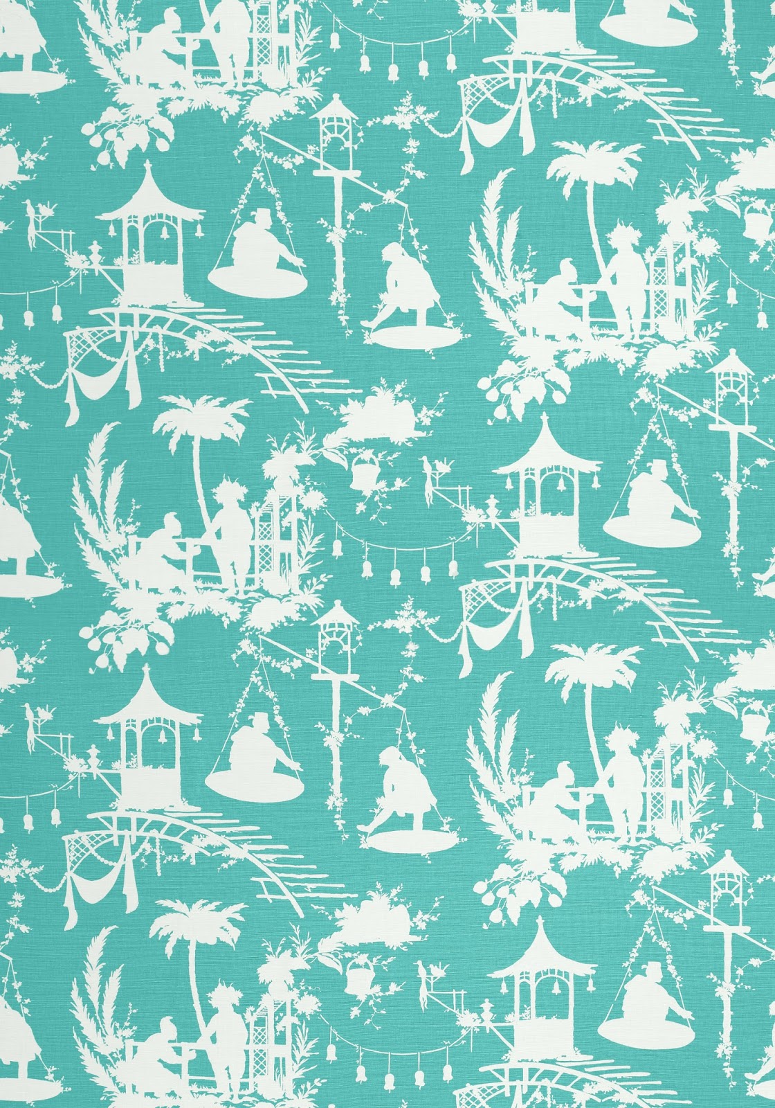 papier peint chinoiserie bleue,aqua,turquoise,vert,sarcelle,modèle