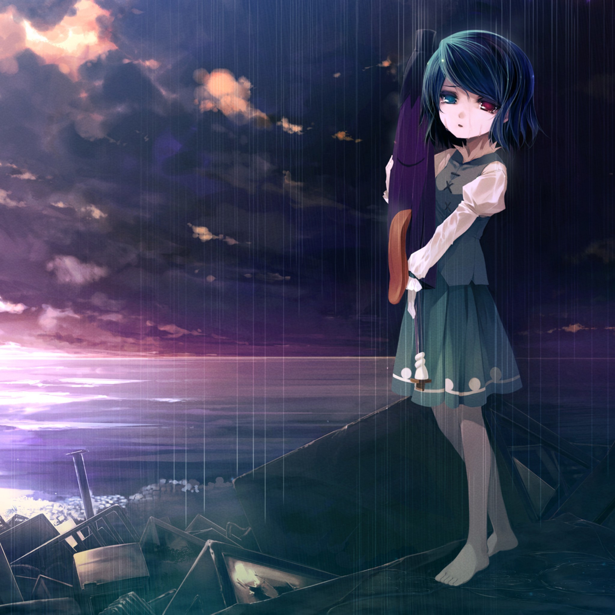 sfondi pieni di lacrime tristi,cielo,anime,cg artwork,capelli neri,fotografia