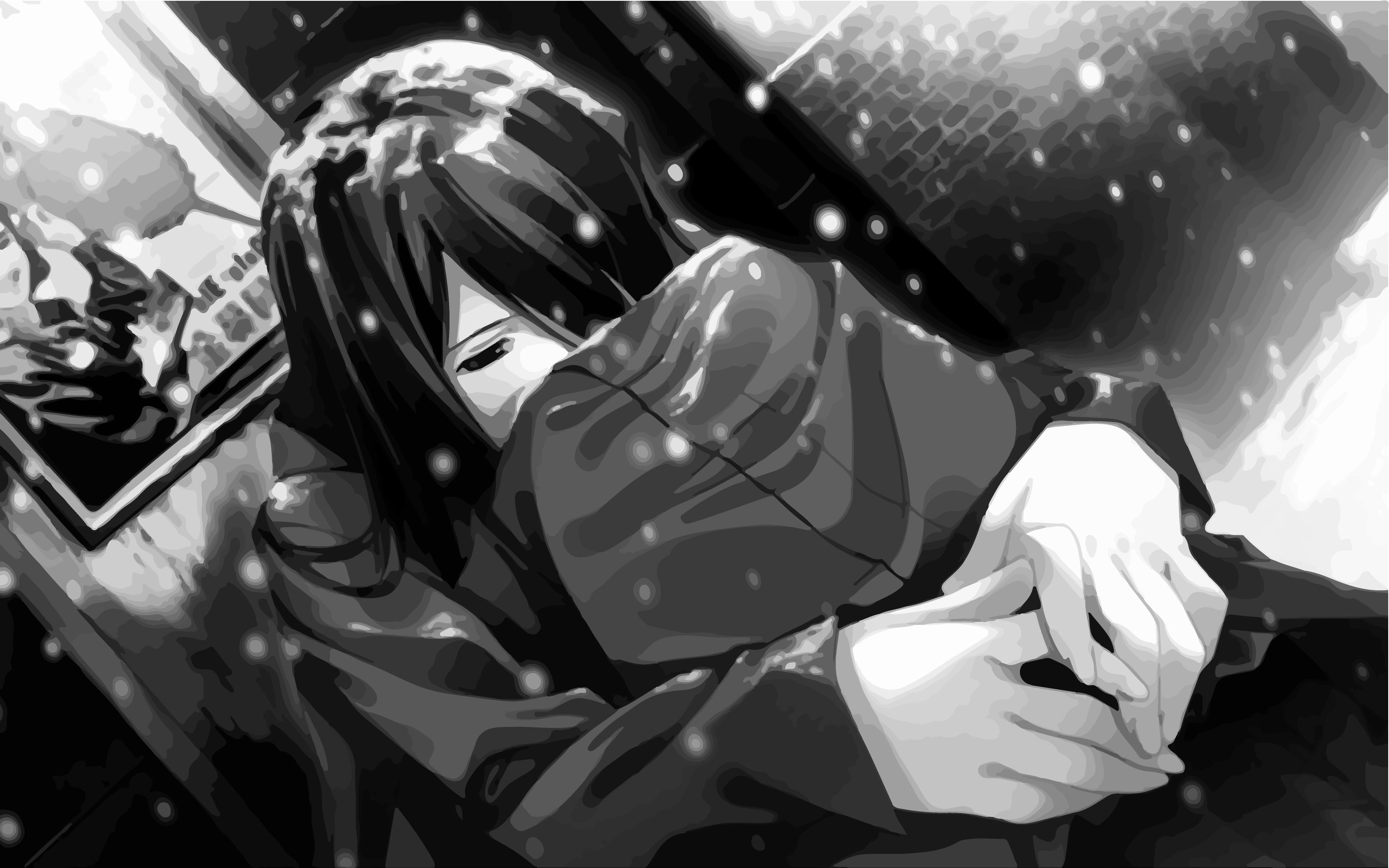 sad full of tears wallpapers,cartoon,anime,monochrome,cg artwork,fictional character