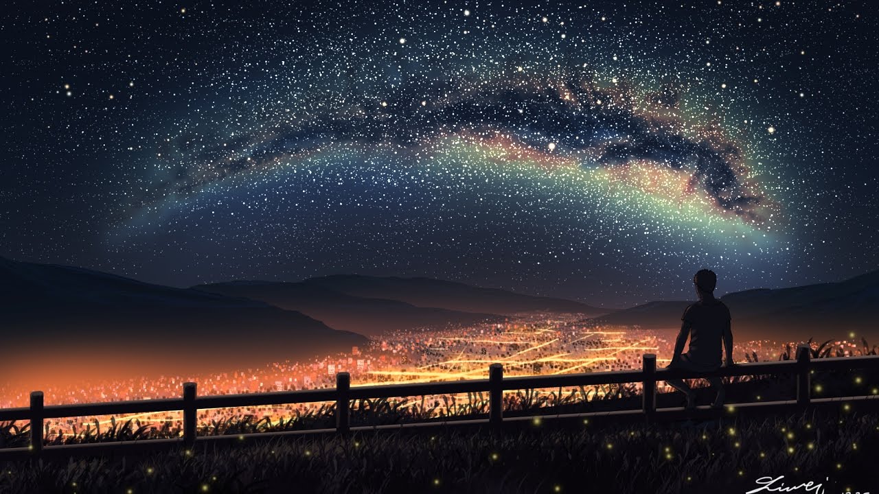 nacht anime wallpaper,himmel,galaxis,aurora,nacht,atmosphäre