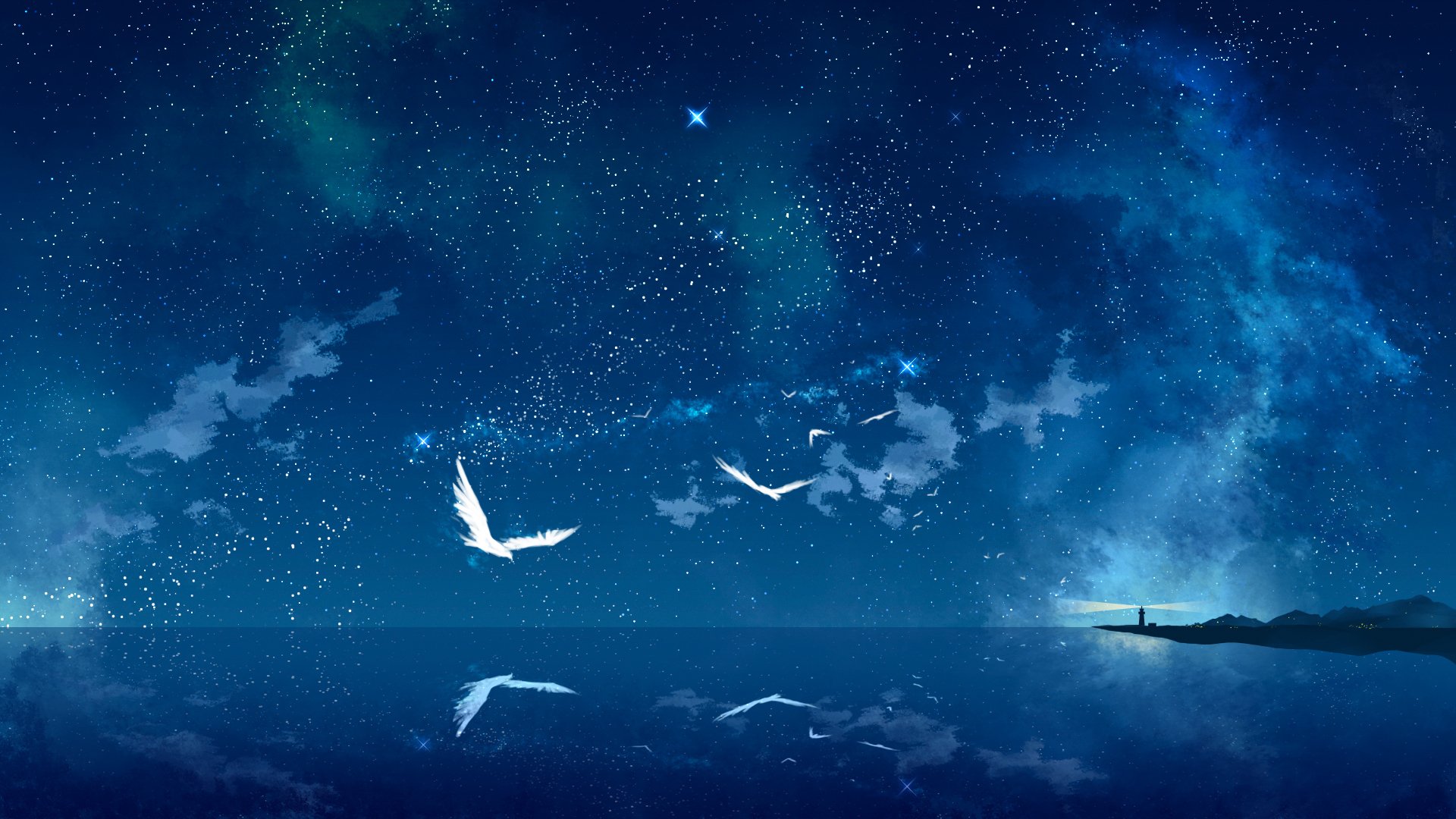 night anime wallpaper,sky,atmosphere,night,space,ocean