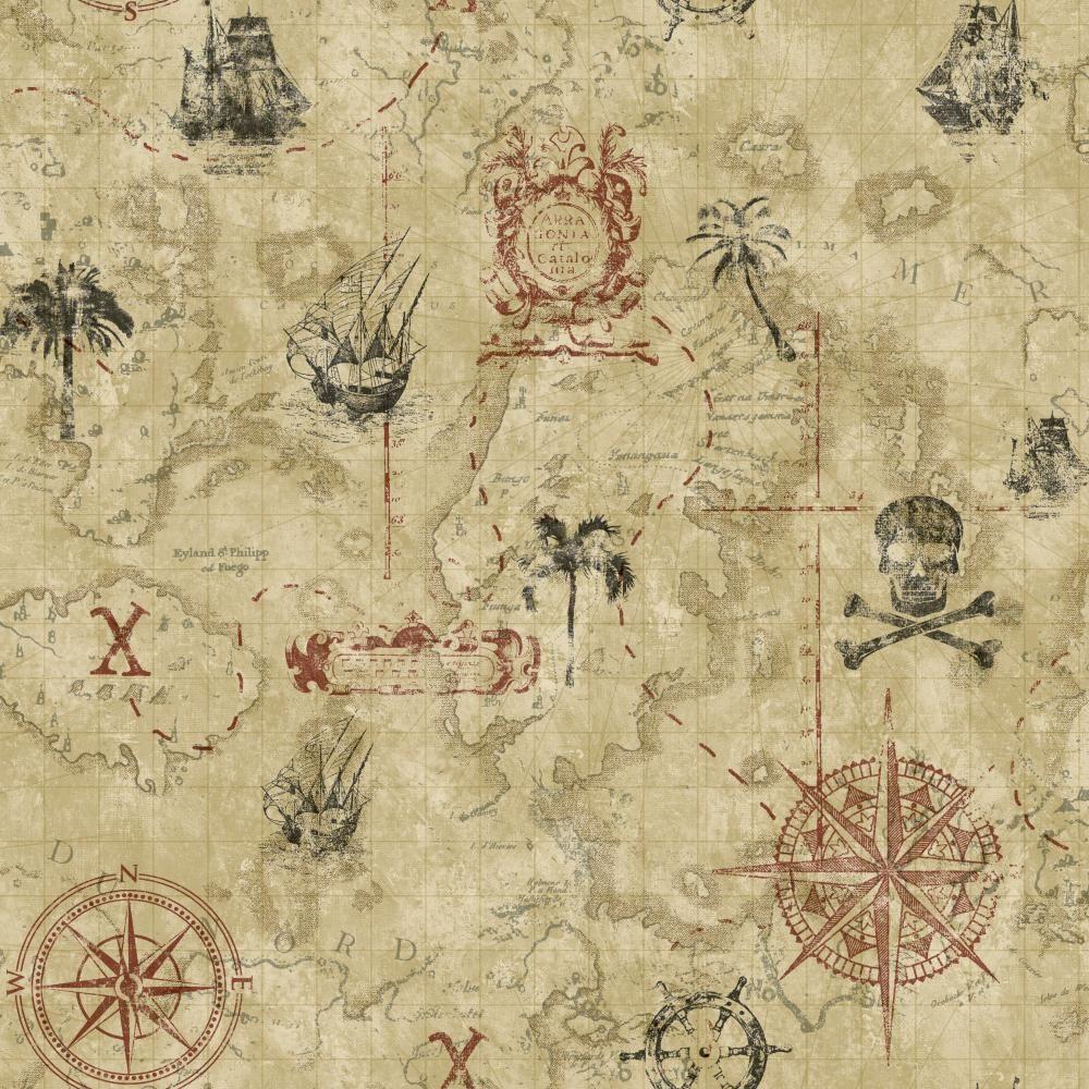 carta da parati mappa pirata,beige,modello,sfondo,linea,tessile