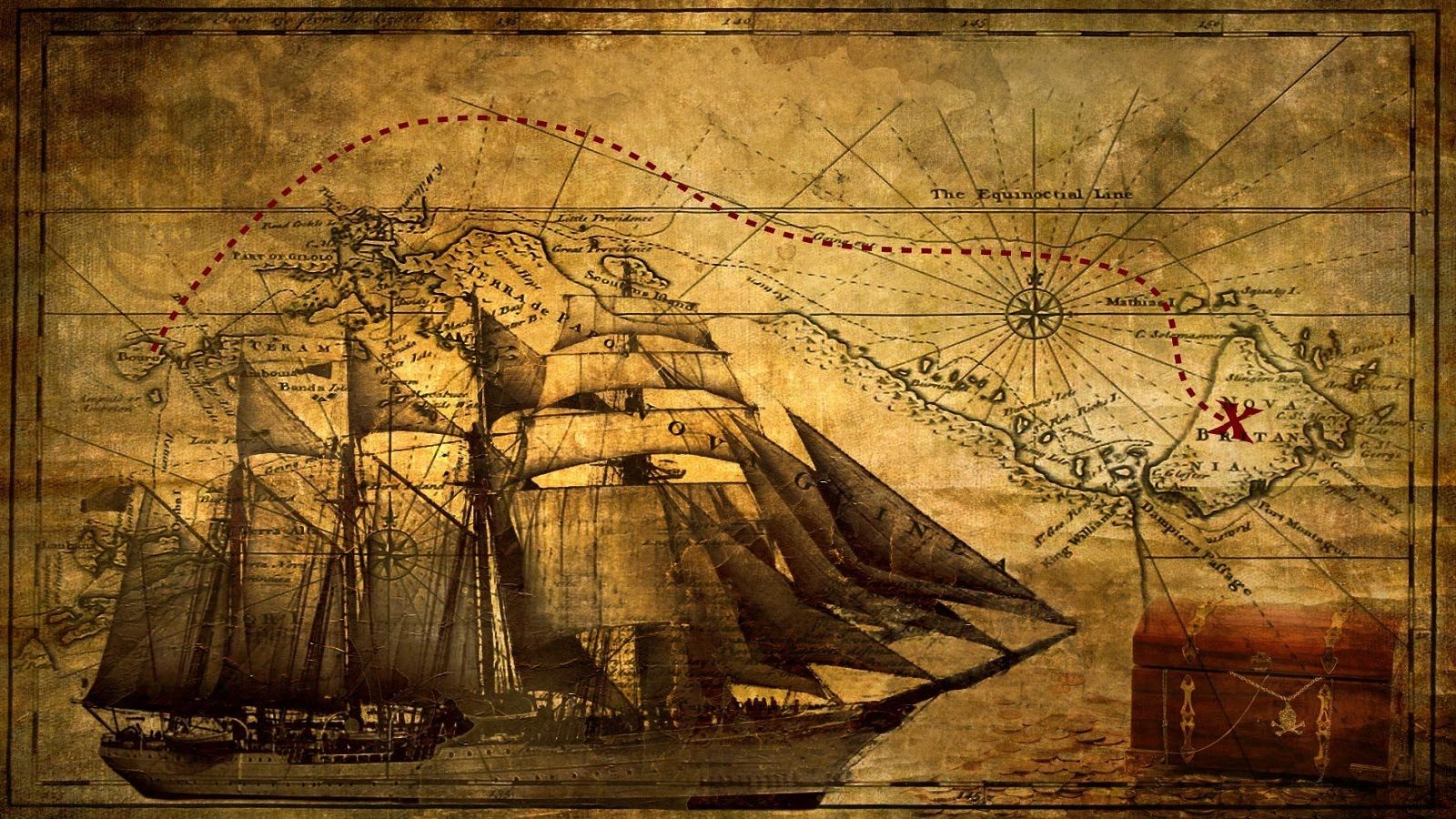 pirate map wallpaper,sailing ship,clipper,vehicle,tall ship,ship of the line