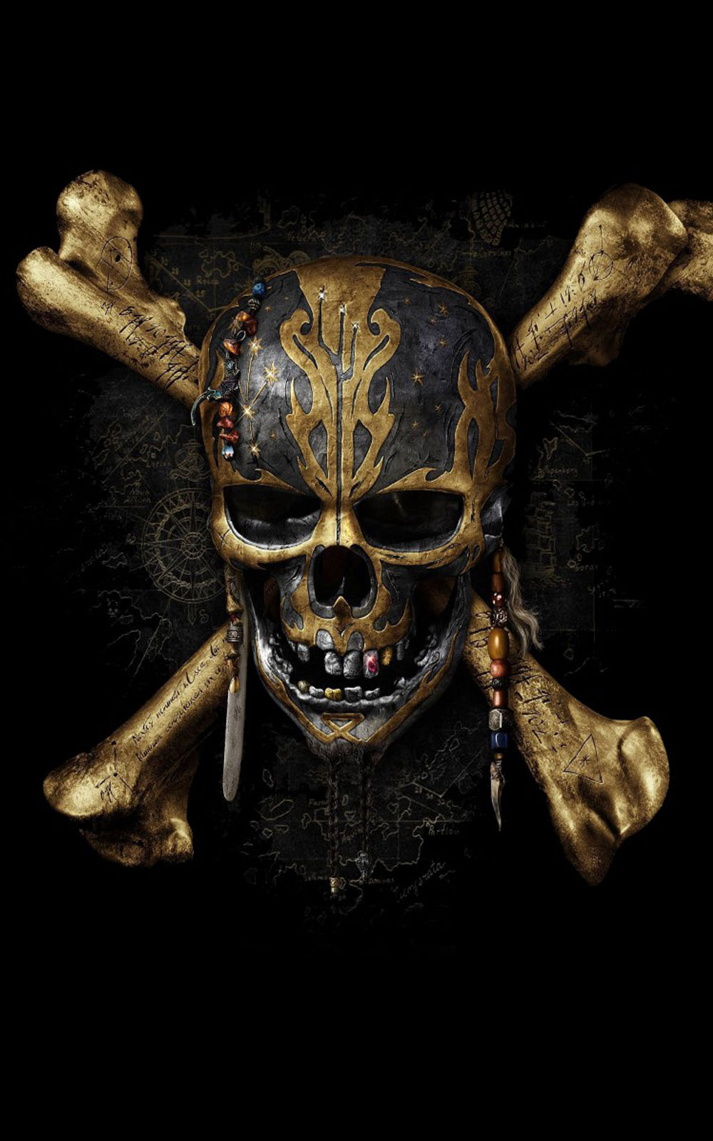 sfondo di pirati dei caraibi per android,cranio,osso,scheletro,demone,illustrazione