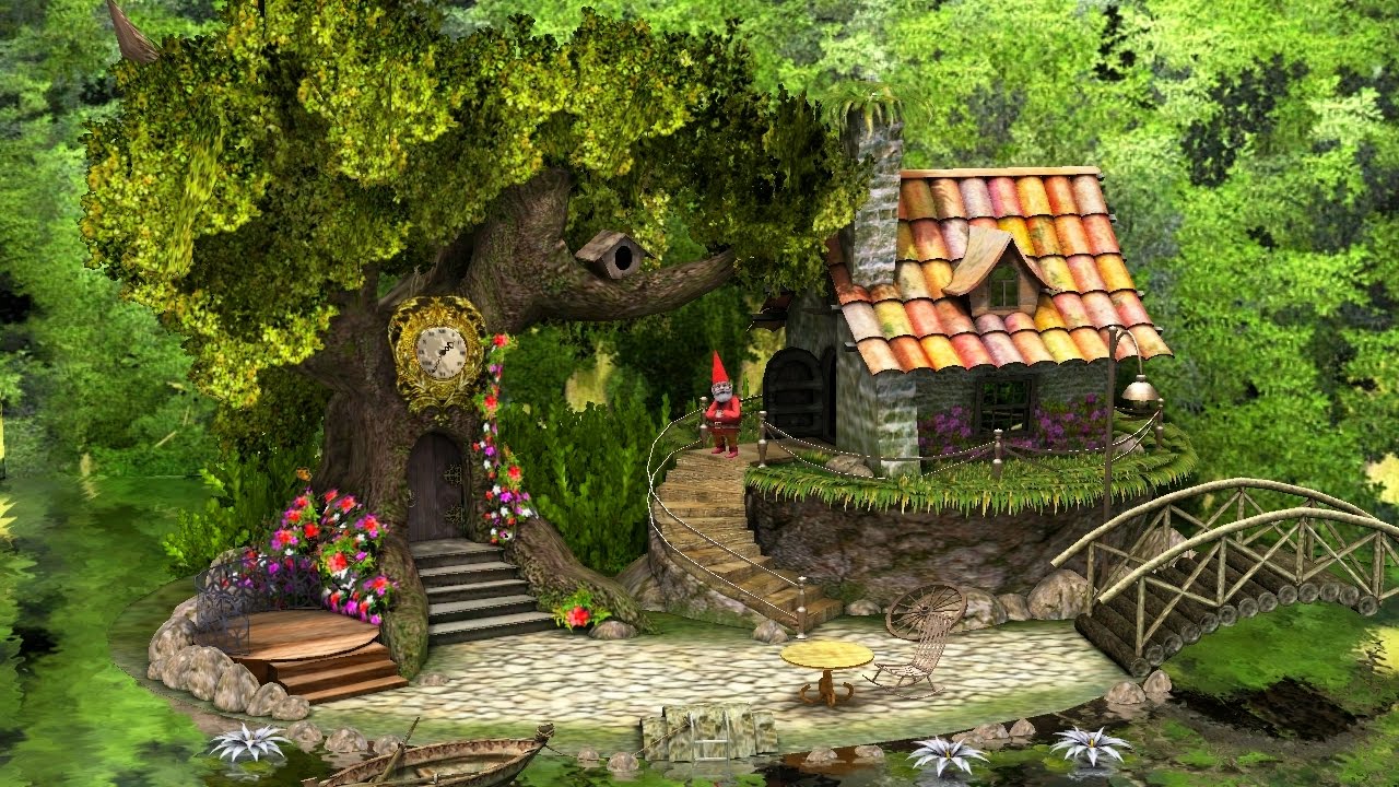 fondo de pantalla de bosque 3d,naturaleza,paisaje natural,casa del árbol,árbol,jardín