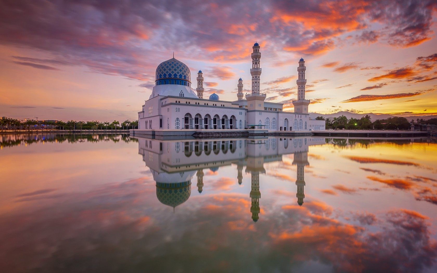 islamic wallpaper free download hd,reflection,sky,landmark,reflecting pool,mosque