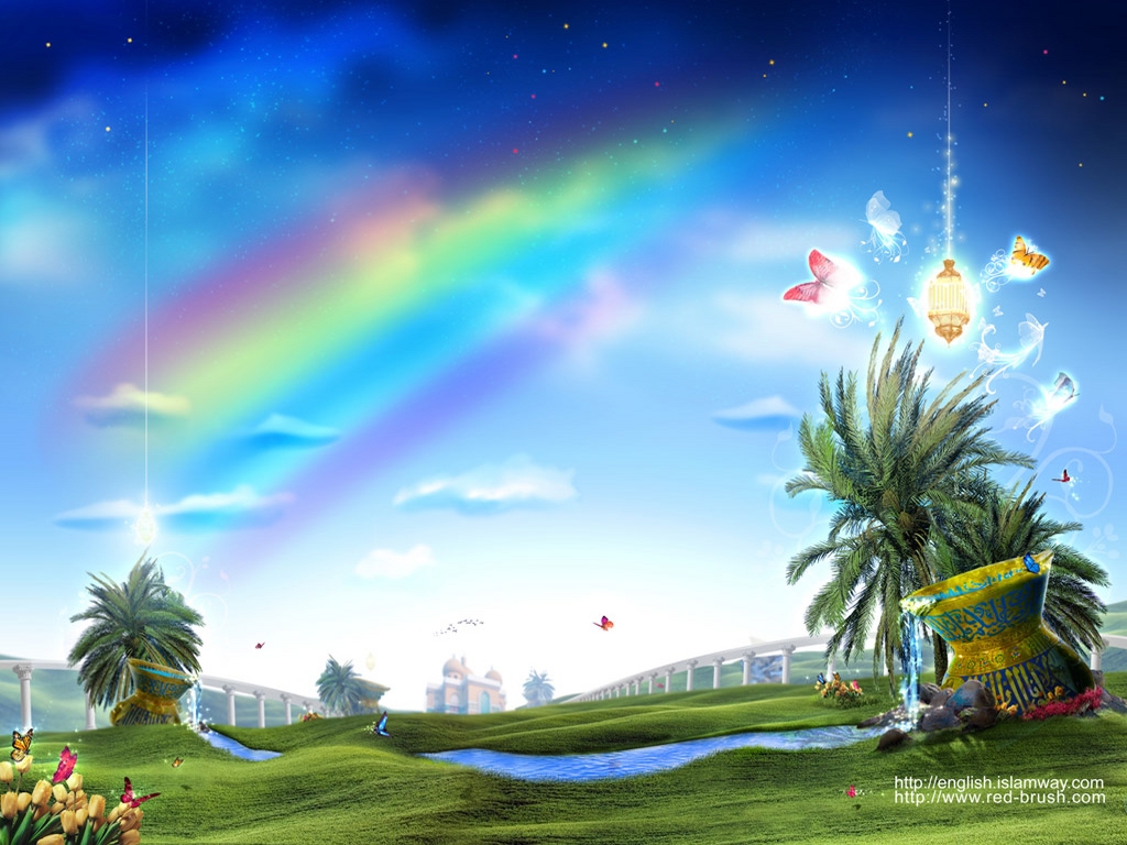 muslim wallpaper download,sky,nature,natural landscape,daytime,rainbow
