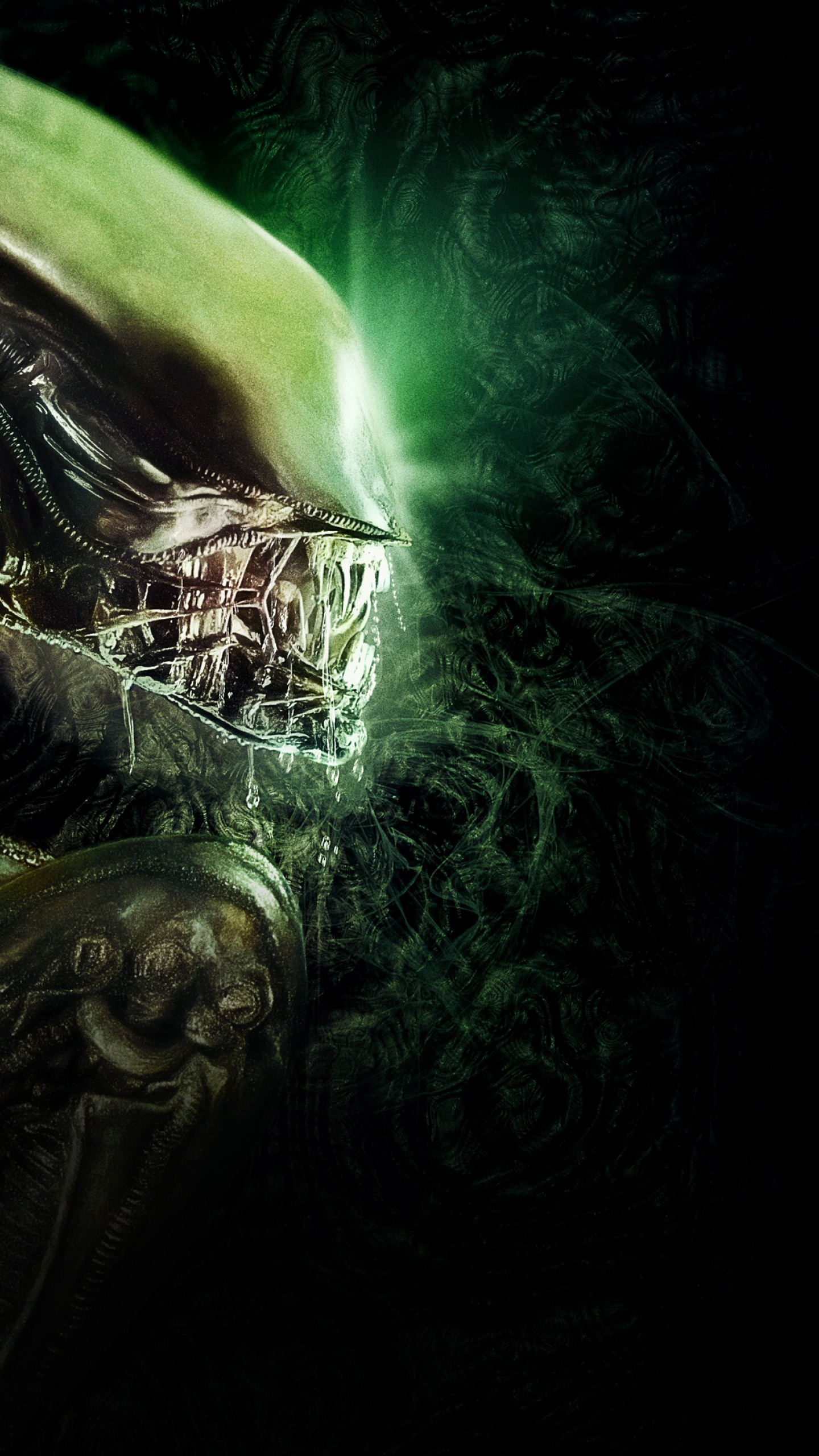 alien wallpaper,green,darkness,water,fictional character,cg artwork