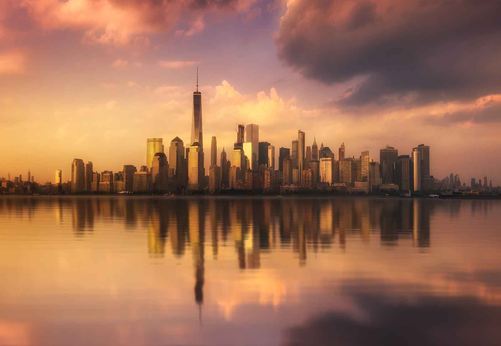 new york wallpaper,sky,reflection,cityscape,skyline,city