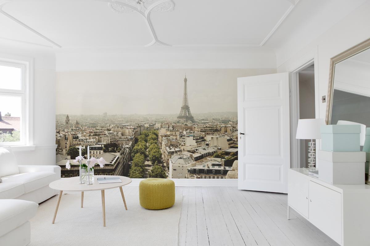 paris wallpaper,white,interior design,room,floor,property