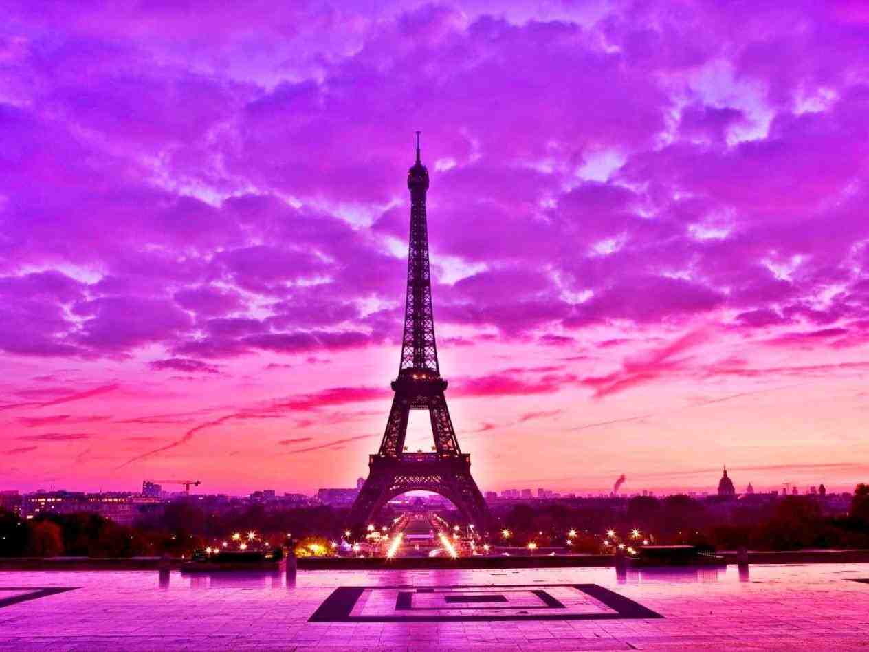 paris wallpaper,landmark,sky,tower,pink,purple