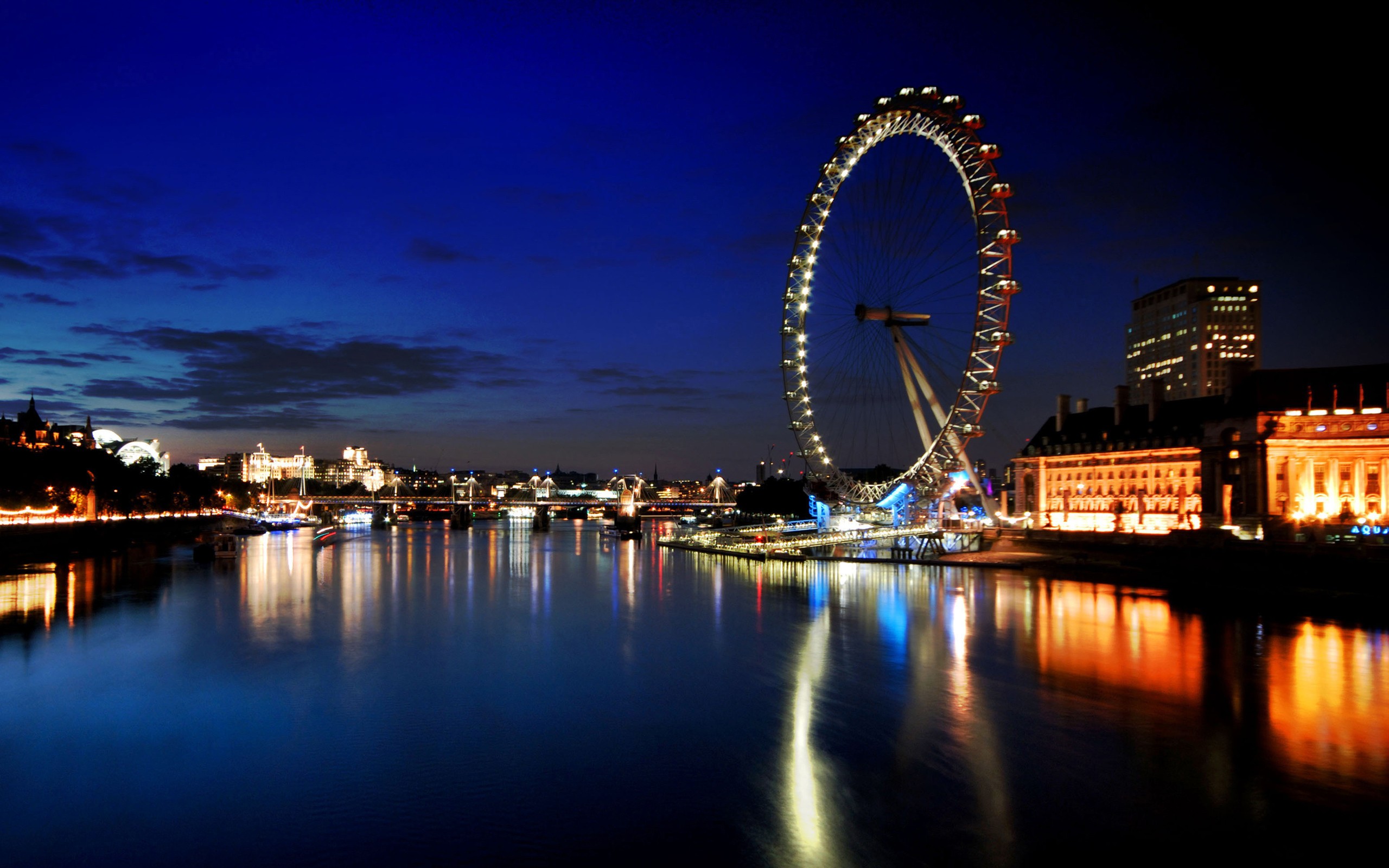 ロンドンの壁紙,観覧車,反射,夜,空,観光の名所