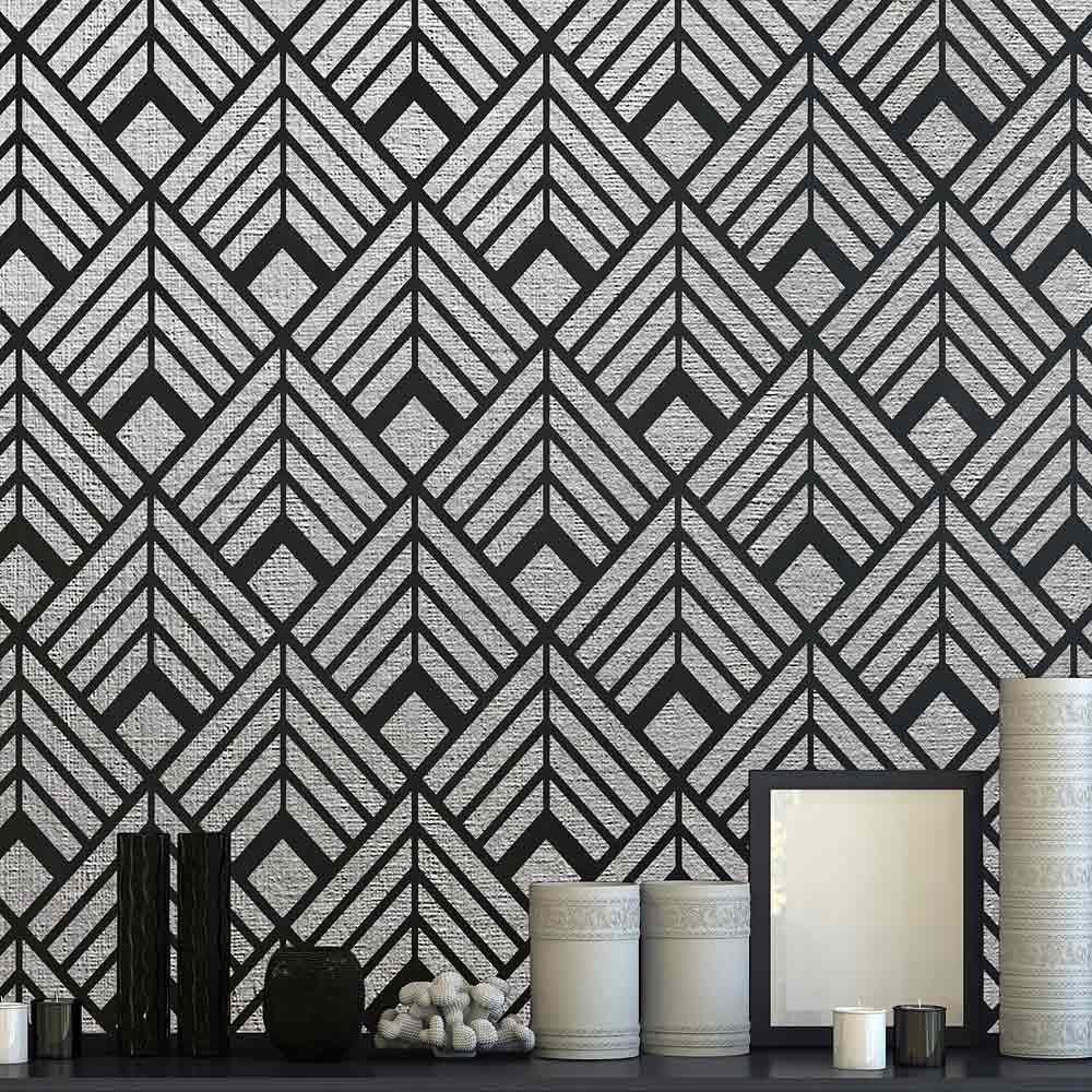 아트 데코 벽지,무늬,검정색과 흰색,벽지,벽,디자인