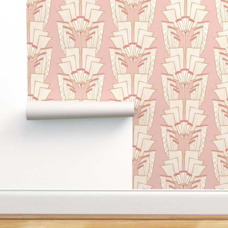 Pink Bayhills Art Deco Wallpaper Panel - Wall- WallpaperUse