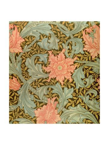 fond d'écran william morris,orange,aqua,vert,rose,modèle