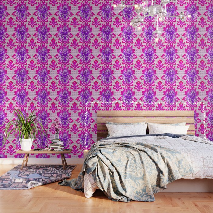 papier peint damassé,violet,lilas,violet,lavande,mur