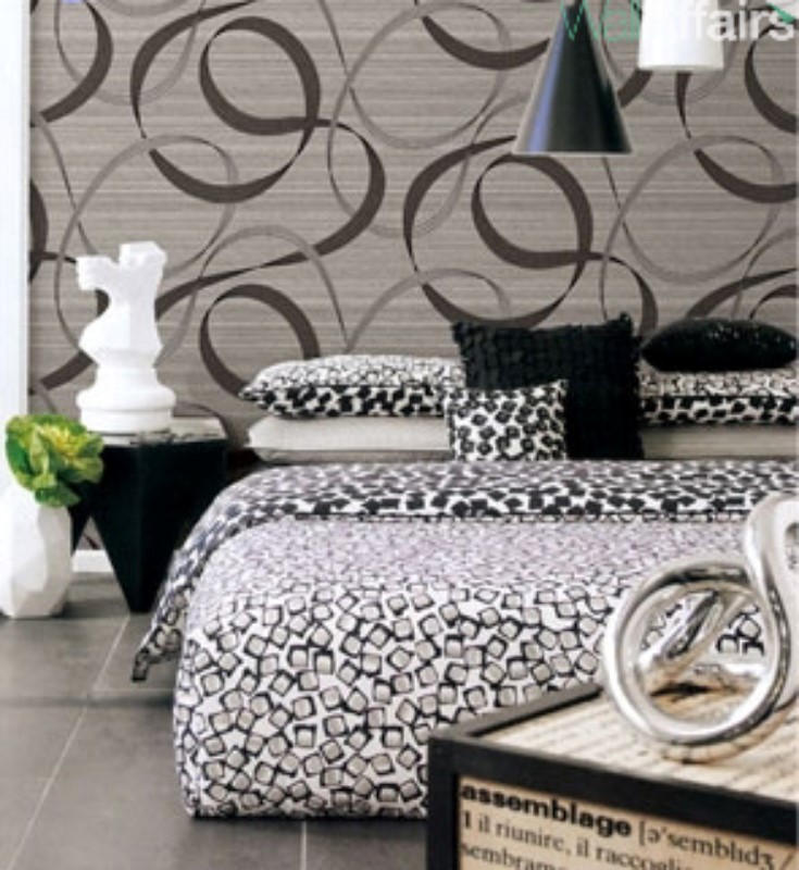 bedroom wallpaper,black,furniture,black and white,room,table