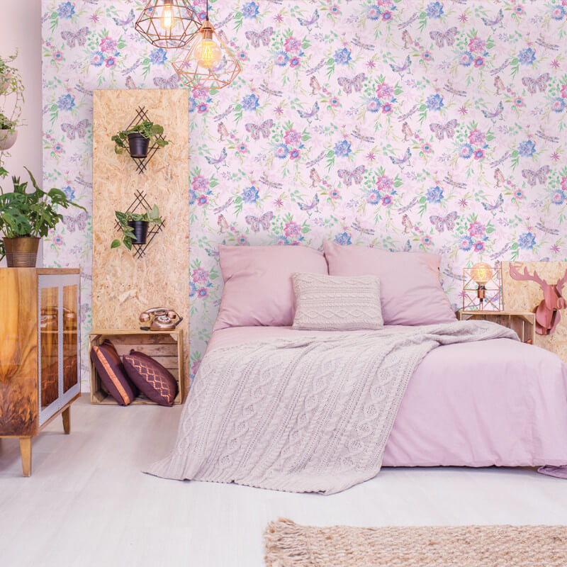 bedroom wallpaper,wall,furniture,room,pink,wallpaper