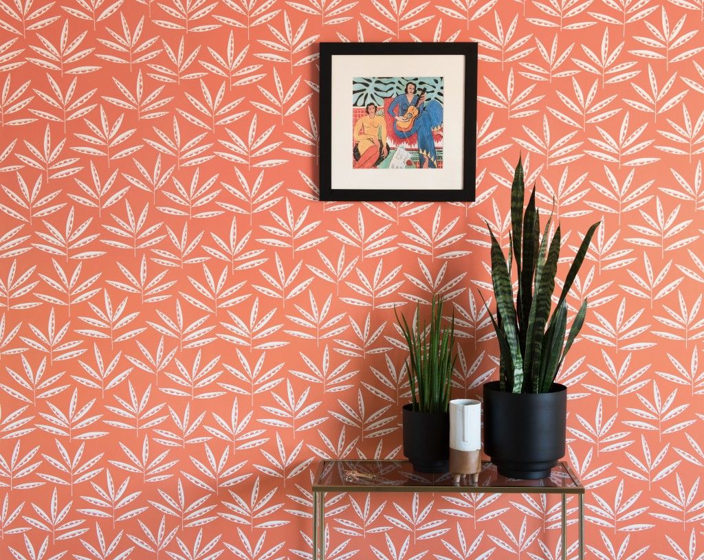 living room wallpaper,orange,wall,wallpaper,pattern,pink