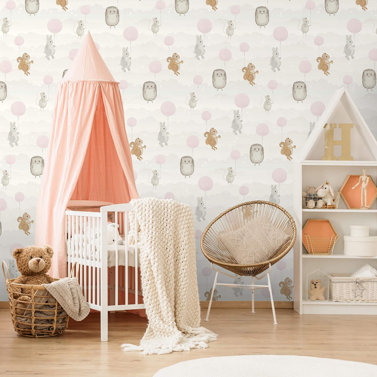 nursery wallpaper,product,furniture,room,pink,infant bed